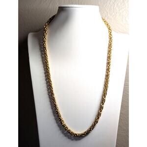 Vintage 24" Givenchy Gold Tone Byzantine Chain Fold Over Double G Clasp Necklace